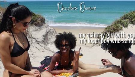 Dandara Domme: Enjoying a Wednesday at the beach while you work to send me and using my servant as a human ashtray so as not to pollute the beach! (EN-4k)