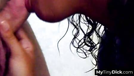 Skinny teen with tiny tits exotic blowjob for a small cock