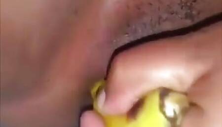 African MILF Squirting with a Banana...
