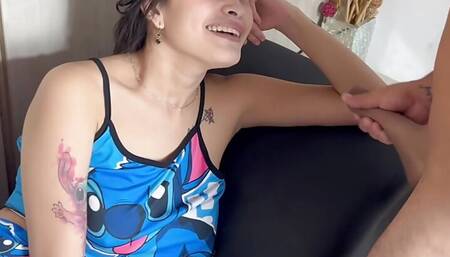 My stepsister is lying on my kamasutra and I teach her what it is used for by fucking her hard