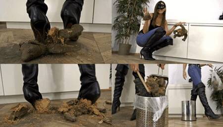 Finishing your antique teddy under my boots (small version)