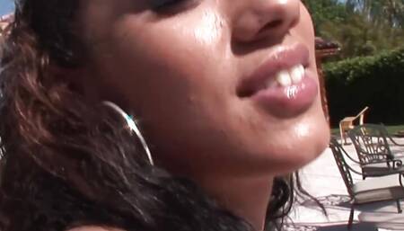 Slutty Ebony Gets Mouth Filled with Cum in Blowbang