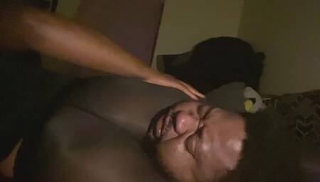 Headscissors in sexy tights