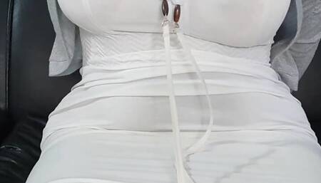 I open my ass with my fingers and masturbate until I get the milk out of my pussy for my stepfather
