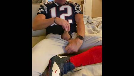 Jockdad87 Shoots a Load of Cum in His Football Gear