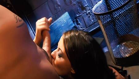 Brunette girl riding a big cock