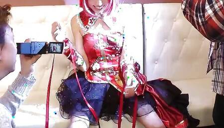 Skinny Japanese Cosplay Gir Give Blowjob and Handjob to Two Old Stranger Guys at Convention
