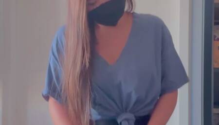 Chubby girl plays balloon on the floor