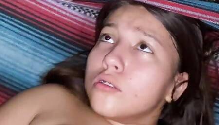 It's night and we go sneakily with my stepfather to fuck in the hammock it's something very hot