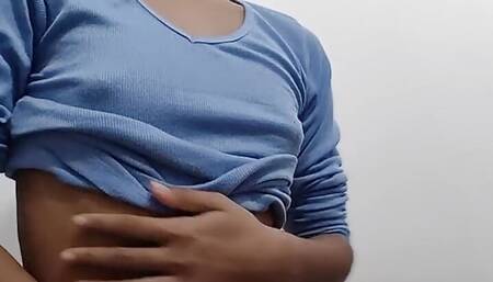 I find my stepsister masturbating on the couch and we end up having lesbian sex alone