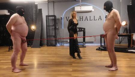 Lady Dark Angel - Balls Tug-of-War competition is bad news for the loser