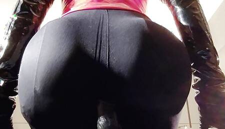 Sissy Bimbo rides a huge black dildo