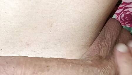 I lay on the bed and excited my cock.