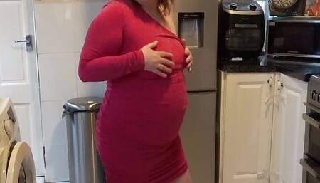 Playing with Boobs in Pink Minidress