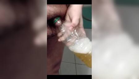 Superchub Pissing in Bottle