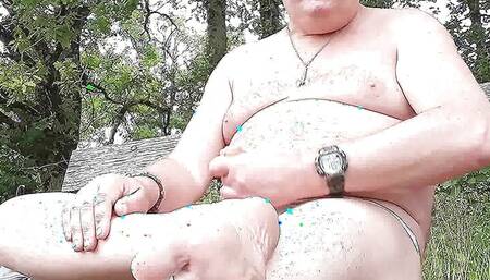 Big smelly pig, and cumming on a public bench