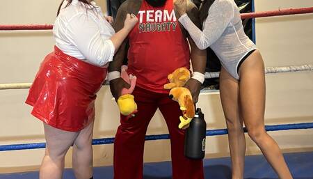 Holiday Strip Fight - Santa v 2 Sexy Ladies