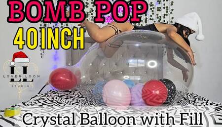 Pop bomb with 40-inch crystal balloon filled with balloons