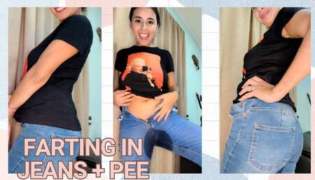 Long fart in jean pants