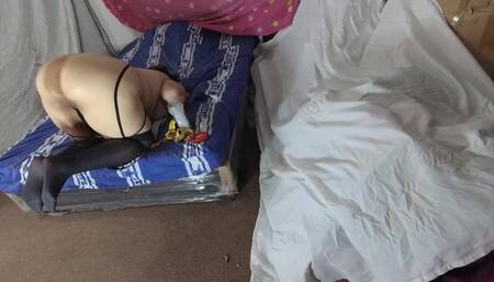 My Man Puts Bananas and Fruit Juice in My Asshole, Mixes It Inside with His Cock Fucking Me and Then I Expel It to Drink It