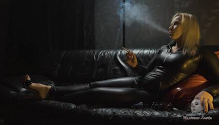 Leather catsuit and cigarette FHD MP4