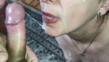 Amateur Wife Blowjob and Cumshot in Mouth