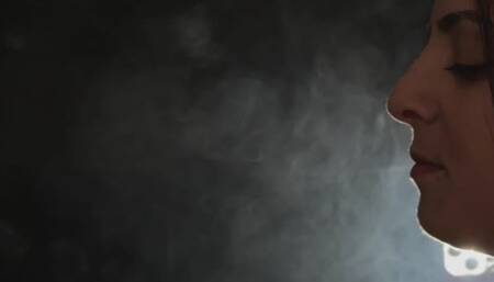 SMOKING LOVE HARD NOSE EXHALES