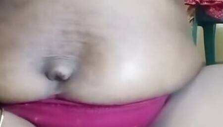 Indian desi aunty show big natural nipples and pressing boobs with licking milk in home