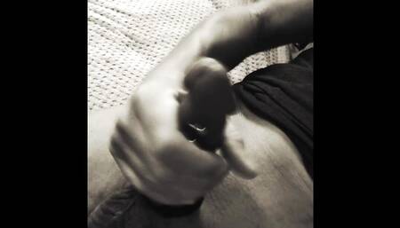 Pierced cock cum shot on the couch