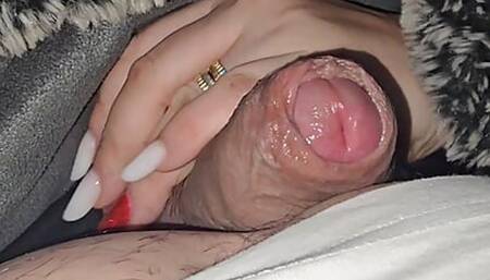 Step mom pulled out blanket and handjob step son in the car while husband put petrol