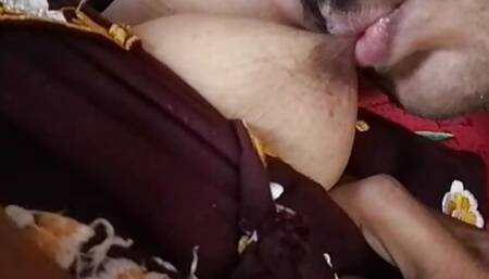 Indian Homer's breast is sucked and massaged by her friend