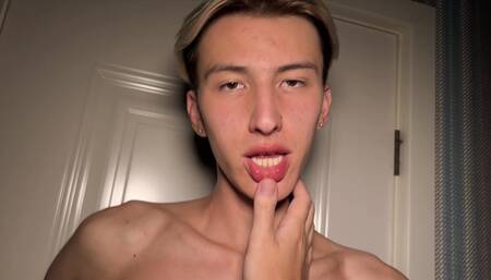 Cute Twink Jerks off His Huge Dick with His Daddy
