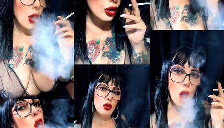 Winston 100 - Gothic Lady, filling her lungs with lots of creamy smoke