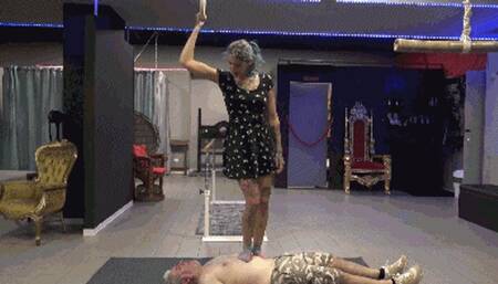 LILLI BAYLE - Destroying the human carpet - PART 2: HARD trampling, facestanding, dick trampling in socks