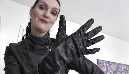 Sniffing Squeaky Leather Gloves, Hand Over Mouth Lady Victoria Valente Jerk off Instructions for Small Cocks