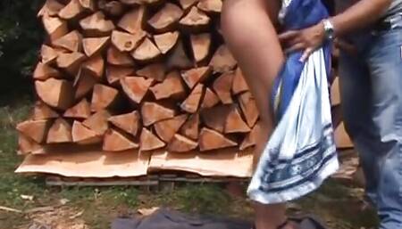 Sexy German blonde fucked hard in outdoor threesome