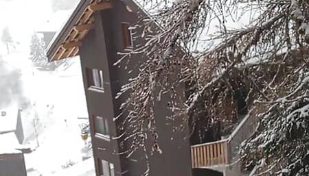 On the Balcony with Snow
