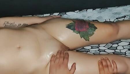 Young Latina gets a real orgasm with a massage