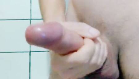 Hot boy masturbating before taking shower in bathroom