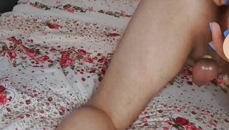 Exteme Toy Anal Insertion. 50cm Long Dildo All the Way in His Ass! Fast Handjob & Ball Squeezing