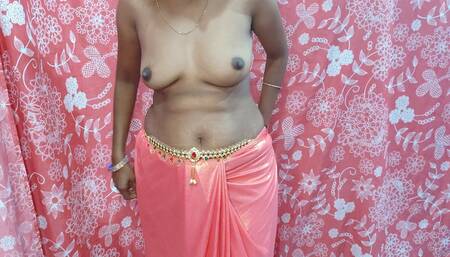 Sexy Desi Lady Dancing in Pink Saree