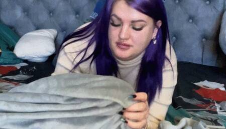 a big balloon burst with him on the blanket