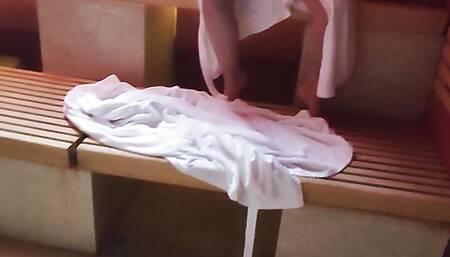 SQUIRT orgasm in the PUBLIC SAUNA!!! Wet Pussy and Ass Fingered front a stranger - REAL very risky with people near - MissCreamy