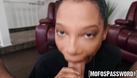 Ebony teen Eden West is so wet while hung daddy fucks her deeply