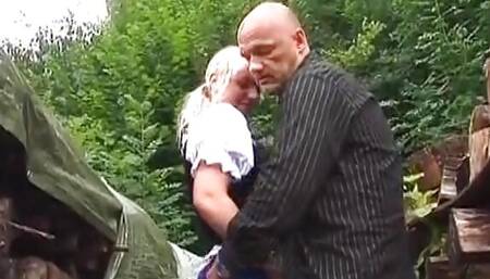 Hot gangbang action with slutty German blonde