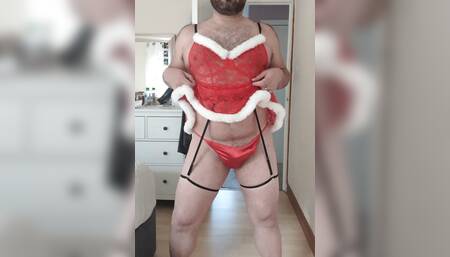 My wife bought sexy Christmas lingerie. I couldn't wait to try it on.