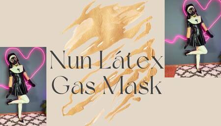 gas mask and latex nun