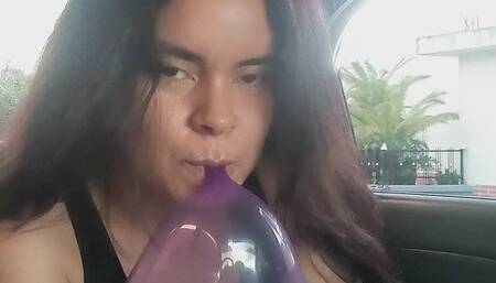 What do you do when you're alone in a car and you have balloons in your bag?