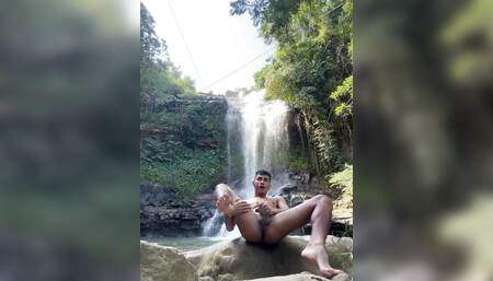 I Cum Really Hard Outdoors Under a Waterfall