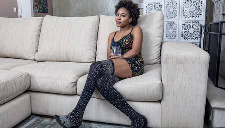 Amateur big tits ebony babe POV sloppy deepthroat and reverse cowgirl!